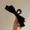 Presilha de cabelo grande com laço de cetim retrô estilo coreano, adorno de cabeça de menina doce, grampo de cabelo preto para a parte de trás da cabeça, presilha de tubarão