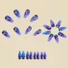 Estilo Ins Europeu e Americano Elementos Oceânicos Estéreo 3D Moda Coral Unhas Redondas Amêndoa Série Azul Arte de Unha Destacável 24