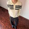 Otoño/Invierno 2026 Estilo Old Money Jacquard Fair Isle Cuello Solapa Manga Larga Tejido Suelto Botones Cardigan Suéter Retro