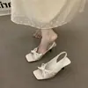 Primer Encuentro Brisa de Tarde de Verano Zapatos de Tacón de Aguja Sandalias de Punta Abierta Zapatos de Hada Verano 2026 Estilo Francés con Falda Lazo