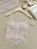 Camisola de encaje puro estilo francés con cuello en U para mujer, nueva de verano, corte ajustado, adelgazante, top dulce y sexy