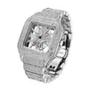 Reloj Missfox V324A Moda Cuadrado para Hombre Diseño de Nicho Hueco Hip Hop Completamente Diamantado Reloj de Pulsera de Cuarzo