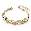 Pulsera Popular de Moda de Alta Gama Europea y Americana Ecológica de Aleación con Forma de Hoja y Diamantes para Mujer, Pulsera de Hoja Dorada en Stock