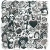 50 pegatinas de graffiti gótico de terror en blanco y negro para computadora de bicicleta, cuaderno, coche eléctrico, taza de agua, pegatinas para bicicleta