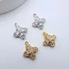 Colgante Flor Estrella de Cobre Chapado en Oro con Circonita Materiales para Manualidades DIY Accesorios Pulsera Collar Pendiente Joyería Colgante