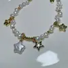Pulseira de Pérola de Água Doce Estrela de Cinco Pontas Estilo Coreano para Mulheres, Delicada e Luxuosa, Joia Versátil, Presente de Feriado, Joia para Exposição em Feira