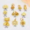 Contas Espaçadoras Tradicionais Cor Dourada Conservadora de Cor Vagem de Lótus e Ruyi Acessórios Perfurados Pulseira DIY Colar Pingente com Contas Acessórios de Joias