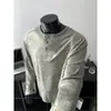 Novos Tops Masculinos para a Primavera de 2026 com Textura Floral Única, Ombro Caído Relaxado, Mangas Longas, Camisa Básica Casual Plus Size