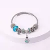 Pulseira de aço inoxidável simples europeia e americana nota liga oca com contas DIY pingente de coroa Pulseira feminina
