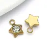 Pingente Estrela Geométrica de Cinco Pontas Hexagonal de Aço Inoxidável Bicolor Acessórios de Joias para Pulseira Colar Flor de Ameixa Pequena DIY