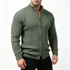 Suéter con cremallera y cuello alto de punto gofrado estilo americano, corte ajustado, prenda exterior de moda y entallada para hombres jóvenes, otoño/invierno, importado