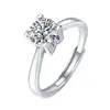 Anel WH 1 quilate feminino quatro garras zircônia anel aberto Fábrica atacado Suprimento ao vivo simulação Anel de diamante Mosane