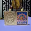 Pingente Xizang Thangka Montanha Wutai Cinco Mestres Oito Deidades Padroeiras Latão Banhado a Ouro Pingente Cinco Mestres Benmingfo