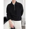Suéter de Gola Lapela Estilo Old Money Masculino Outono/Inverno Jaqueta Casual Solta Estilo Coreano Para o Trabalho Malha Simples