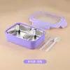 Simple Lonchera de Acero Inoxidable para Estudiantes de Primaria, Lonchera Sellada con Espacio para Arroz, Lonchera de Gran Capacidad con Compartimentos para Cubiertos para Trabajadores de Oficina