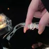 Anel Palaciano Doce e Fresco de Luxo Leve para Mulheres, Exquisito e Brilhante, Anel Aberto Moderno e Exagerado, Anel de Dedo Indicador com Design de Nicho