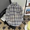 Abrigo para hombre estilo Chanel 2024 Primavera y Otoño Sentido de alta gama a cuadros Moderno Marca Solapa de camisa Guapo Chaqueta holgada Moderna