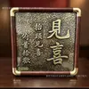 Novos ornamentos pretos e dourados, pintura em placa de cobre vintage com detalhes em ouro, porta-retrato de alta qualidade "Bênção do Oficial Celestial", decoração de mesa, atacado de presentes