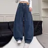 Calças jeans para meninas, coleção primavera e outono, calças de perna larga estilosas e versáteis, calças compridas de perna reta, calças de perna larga infantis de outono