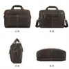 Bolsa de Mão de Couro Crazy Horse Retrô, Pasta Masculina de Grande Capacidade para Viagem de Negócios, Bolsa de Couro Genuíno de Alta Qualidade, Bolsa para Computador