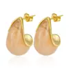 Brincos Coloridos em Forma de Gota da Moda Europeia e Americana Transfronteiriços Aço Inoxidável Cor Duradoura Brincos de Resina Versáteis Acessórios de Orelha para Primavera e Verão