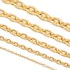 Cadena de acero inoxidable de oro de 18 quilates que conserva el color, cadena de eslabones en ángulo, cadena en forma de O, cadena fina pulida, cadena de flores destellantes para collar DIY, cadena para clavícula, metro completo