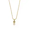 Temperamento simple collar de acero de titanio con frijoles verdes de jade Dongling cadena de cuentas de jade retro cadena de clavícula para mujer venta al por mayor de fábrica