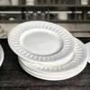 Tigela e Prato de Cerâmica Branca Pura Simples Embossados Utensílios de Mesa Tigela de Jantar Doméstica Tigela para Macarrão Tigela para Sopa Prato para Frango Frito Prato para Bife Prato de Café da Manhã