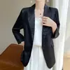 26 Novidades Primavera/Verão Cardigan Blazer de Cetim Acetato para Mulheres, Manga Três Quartos, Jaqueta Jacquard de Alto Padrão, Terno Solto e Leve
