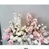 Arreglo floral de piso para boda, decoración de fila de flores rosas, flores de boda, flores artificiales, decoración de pasillo, ambientación, arte floral de escenario T