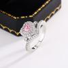 Anillo para mujer al por mayor de fábrica directa transfronteriza, moda coreana, forma única, joyería con incrustaciones de circonita en polvo, chapado en platino