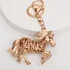 Chaveiro Cavalo Galopante com Strass Fofo Liga Metálica Incrustada com Strass Chaveiro de Carro Cavalo Galopante Pingente de Bolsa Acessórios de Presente Venda por Atacado