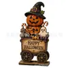 Producto nuevo transfronterizo Figura de Casa Embrujada Calabaza Fantasma Cartel Decorativo de Casa Embrujada Artesanía de Madera
