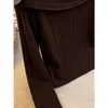 Suéter de punto único y hermoso color café, perfecto como chal o suéter, un top elegante y con estilo para mujeres en otoño