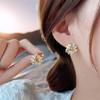 Nuevos aretes de botón de ópalo estilo francés con pétalos para mujer aguja de plata S925 estilo coreano simples elegantes de alto sentido aretes al por mayor moda