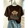 Camiseta de algodão puro de manga curta, moderna, casual, versátil, rejuvenescedora, emagrecedora, blusa amarela, moda feminina de verão, novo modelo 2026
