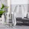 Venta Caliente Transfronteriza Taza de Plástico Tritan con Forma de Huevo de 15 oz Spot de Amazon Copa de Vino Tinto sin Pie de PET Roja