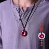 Colar com Pingente de Paz em Ouro Roxo e Areia Vermelha do Ano da Serpente para Homens e Mulheres, Pingente de Cinábrio Presente de Casal
