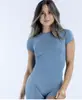 Camiseta de Manga Curta de Secagem Rápida para Novo Produto Transfronteiriço que Absorve a Umidade para Esportes ao Ar Livre, Fitness, Corrida, Justa, Sem Costura para Yoga