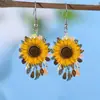 Pendientes de Acrílico de Girasol Llenos de Esperanza de Venta Caliente Transfronteriza 2024 Nuevos Pendientes Artísticos Elegantes Versátiles