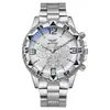 2024 Fabricante Venta al por mayor Reloj Vidrio con Filtro de Luz Azul para Hombre Banda de Acero Cuarzo Digital Escala Reloj de Pulsera Manecilla+Esfera Grande
