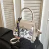 Bolsa Pequena Color-Blocking Tendência Transfronteiriça 2026 Nova Moda Versátil Bolsa Transversal Feminina com Toque de Luxo, Pequena Bolsa de Mão Quadrada