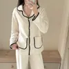 Cárdigan Casual Nuevo de Cachemira para Mujer, Holgado, Color Sólido, Ropa de Casa, Conjunto de Pijama Espesado con Acabado Pulido