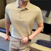 Camiseta Masculina de Seda Gelada de Manga Curta para o Verão de 2026, Top Casual de Meia-Manga Sem Costura com Textura Refrescante, Camisa Polo Casual com Gola