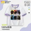 Camiseta de Manga Corta de Algodón Puro para Niños Delta Force Verano Delgada de Media Manga Lobo Rojo Ropa Delta Force