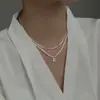Collar de Perlas Suave para Mujer ins Lujo Ligero Nicho Brillante Cadena para Clavícula Juego de Dos Piezas Accesorios Populares en la Red Gargantilla para Mujer