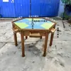 Mesa Hexagonal Grande de Madera Maciza de Seis Lados, Mesa de Alta Calidad para Ajedrez y Juegos de Cartas, Mesa y Sillas Doudizhu, Taburetes de Comedor de Cinco o Seis Lados