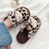 Pantuflas de Gato con Estampado de Leopardo de Dibujos Animados para Mujer, Nuevas Pantuflas de Algodón de Punta Abierta para Otoño e Invierno, Pantuflas Antideslizantes para Interiores del Hogar