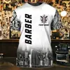 Camiseta de Moda de Verão Personalizada para Negócios de Barbeiro Estampa 3D Camiseta Neutra Casual Respirável Manga Curta