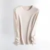 Camiseta Interior Meiyabi de Proteína con Cuello Redondo y Mangas Largas para Mujer Otoño e Invierno Nuevo Estilo Color Sólido Moda Versátil